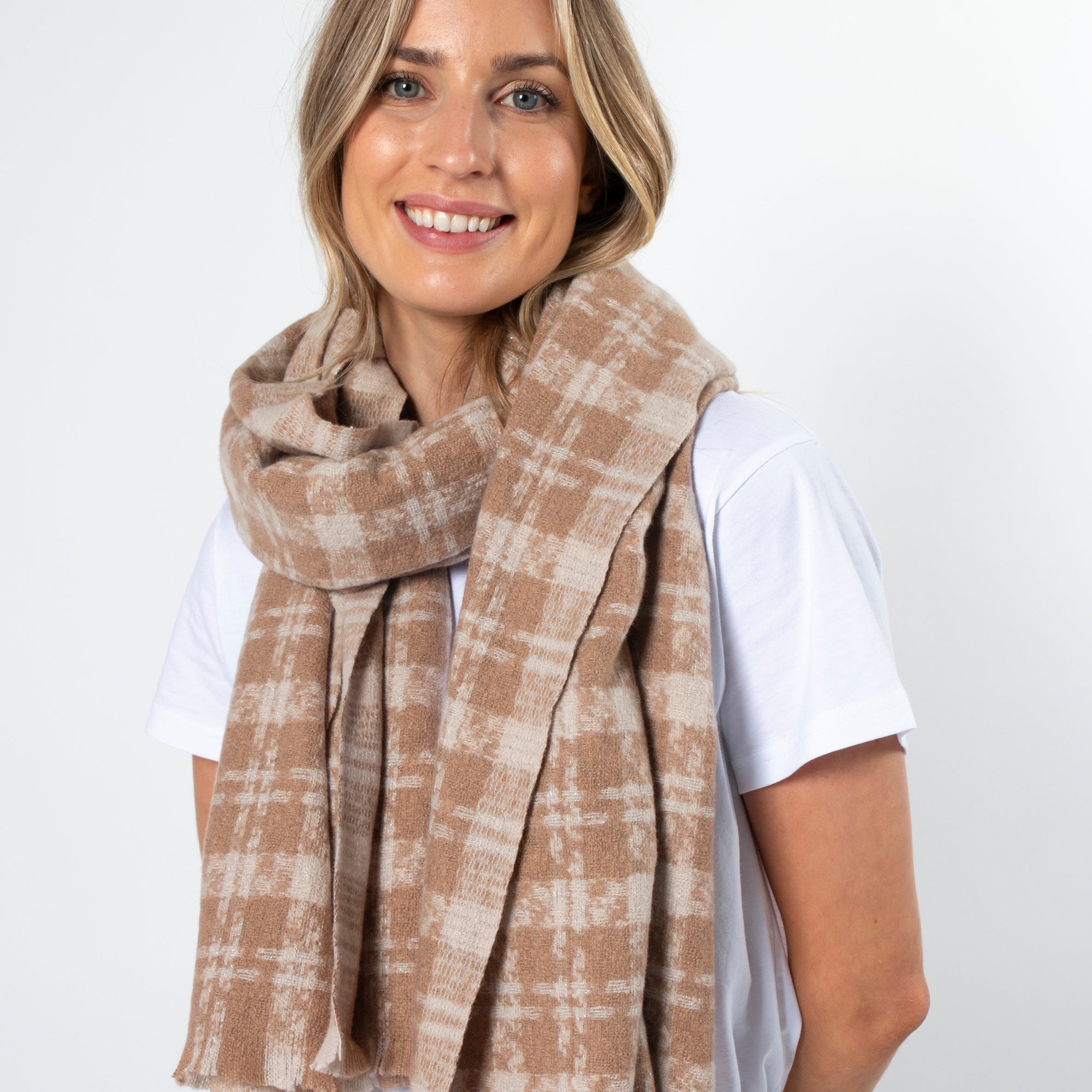 S + G Scarf - Criss Cross | Blush and Cream