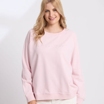Stella + Gemma Classic Embroidered Sweater - Pink Tulle