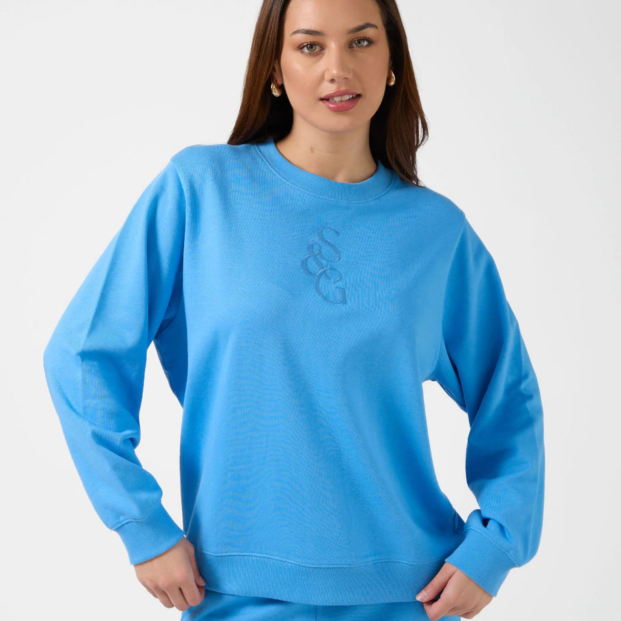 Stella + Gemma Essential Sweater - Azure S+G Logo