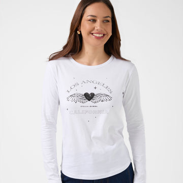 Stella + Gemma Long Sleeve Tee - Grunge Heart | White