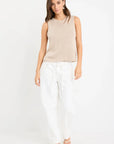 Relaxed Sleeveless Knit Tank Top - Sand