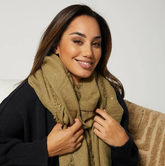 S + G Scarf - Sequin | Khaki
