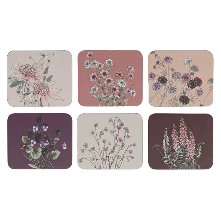 Secret Garden Coaster Set - 6 Pack | Pink