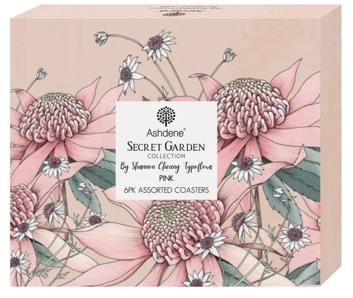 Secret Garden Coaster Set - 6 Pack | Pink