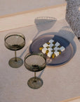 Ribbed Coupe Cocktail Glasses Set of 2 | Olive