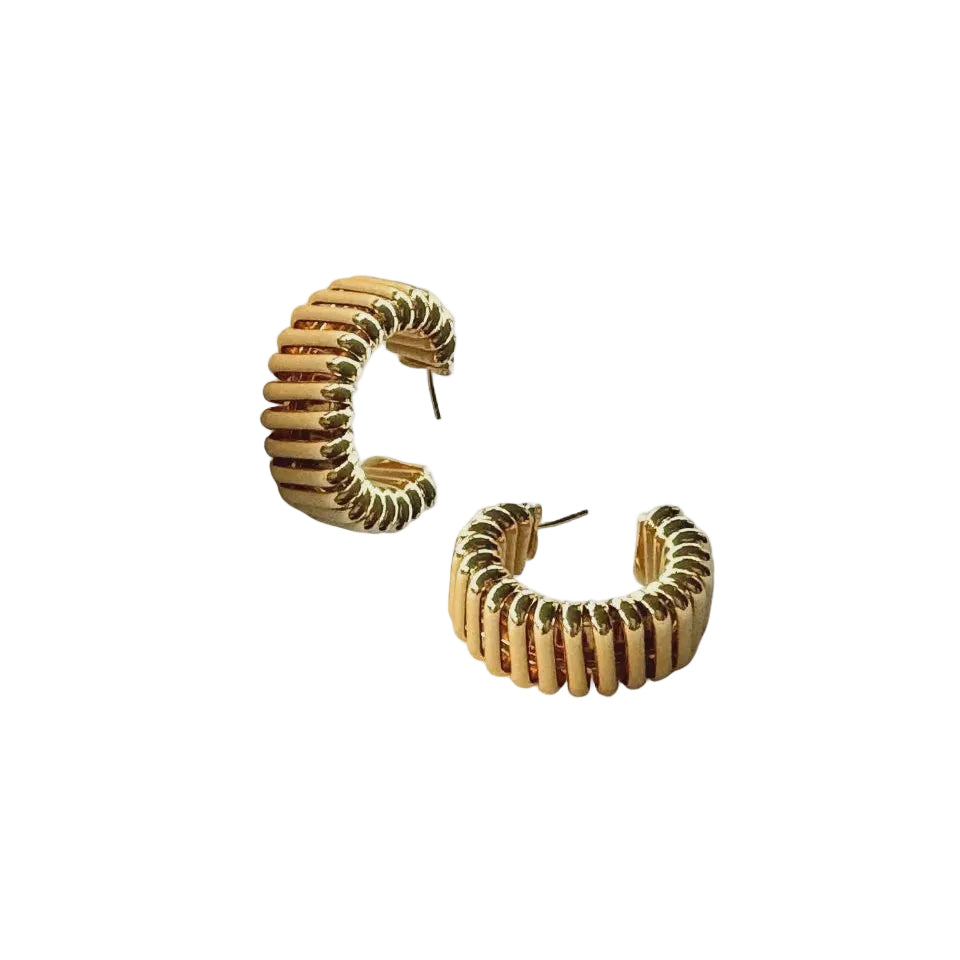 Bellaro gold ribbed earrings by Lindi Kingi