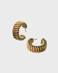 Bellaro gold ribbed earrings by Lindi Kingi