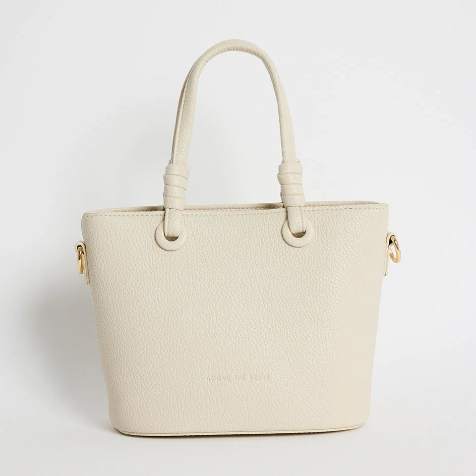 Siena Beige faux leather top knot bag