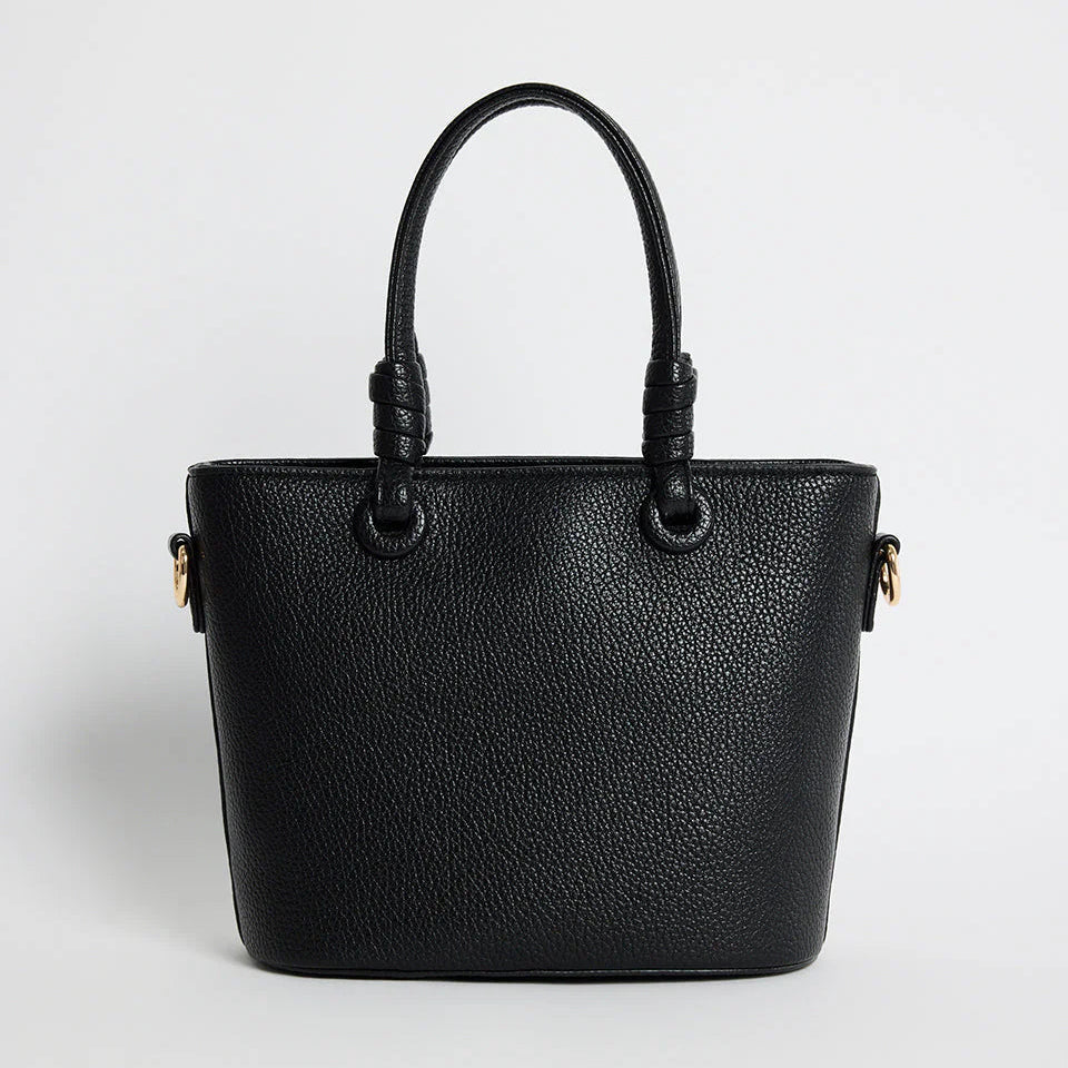 Siena Black PU Leather Small Knot Top Handle Bag
