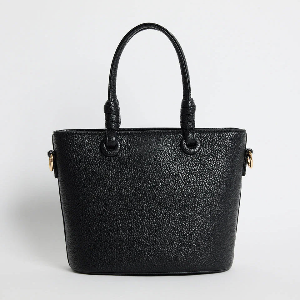 Siena Black PU Leather Small Knot Top Handle Bag
