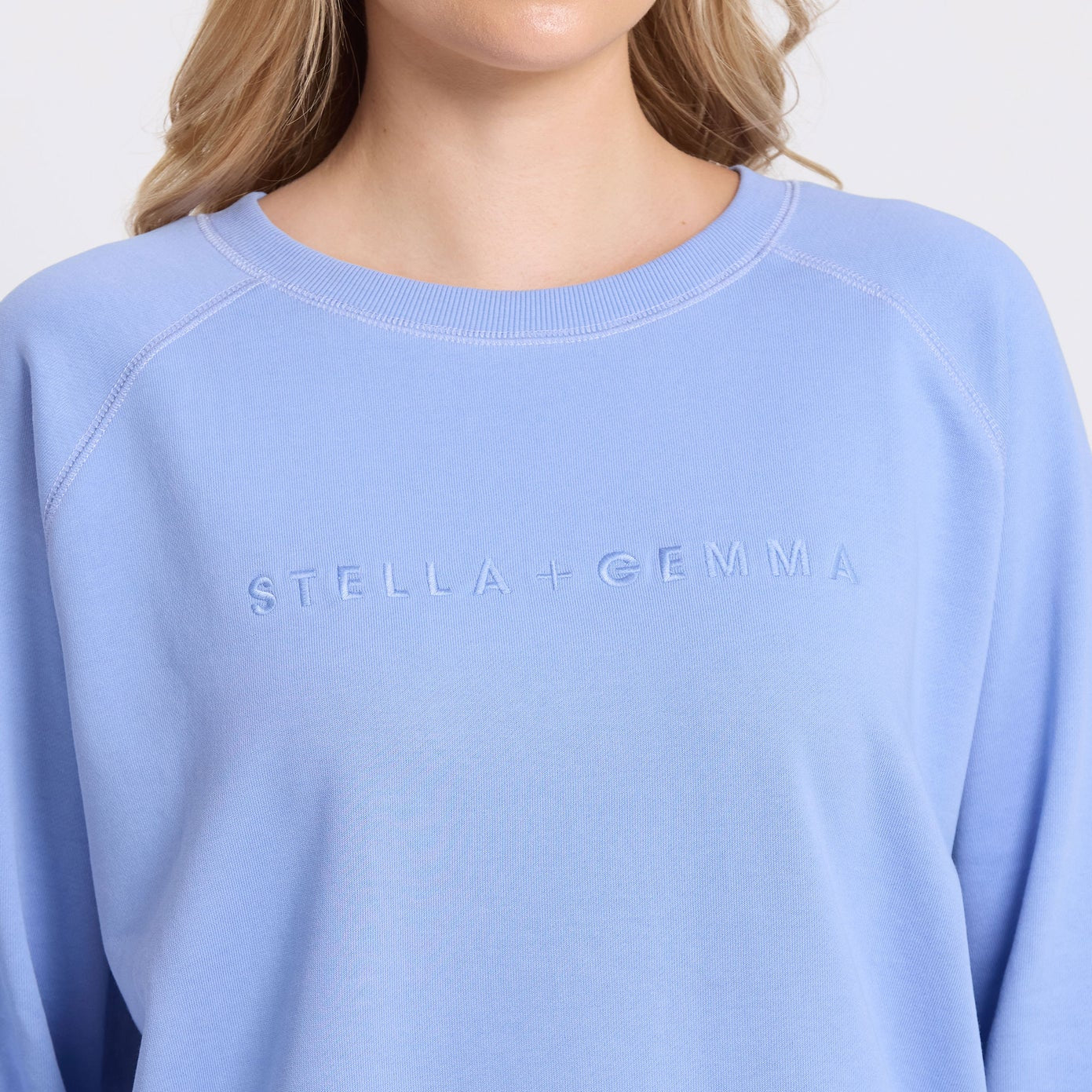 Stella + Gemma Classic Embroidered Sweater - Sky
