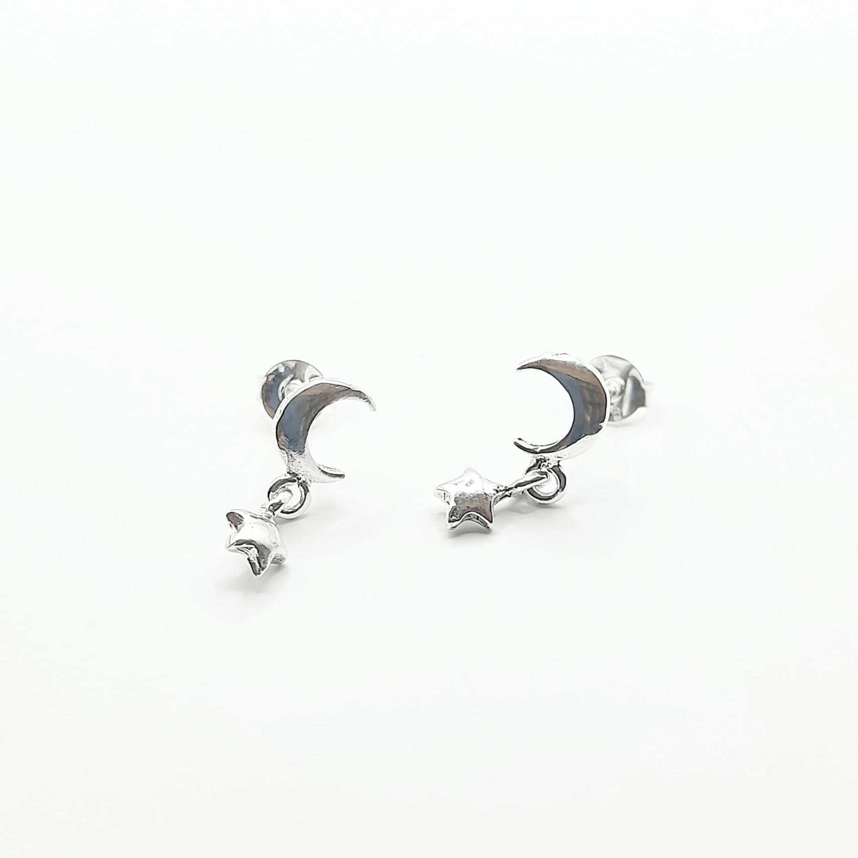 Sterling Silver Earrings - Moon and Stars