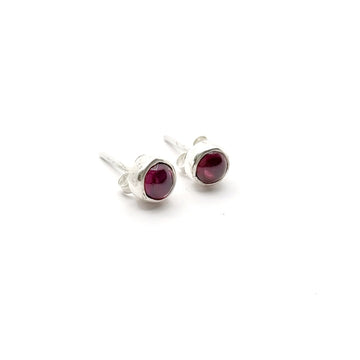 Sterling Silver Stud - Red Garnet