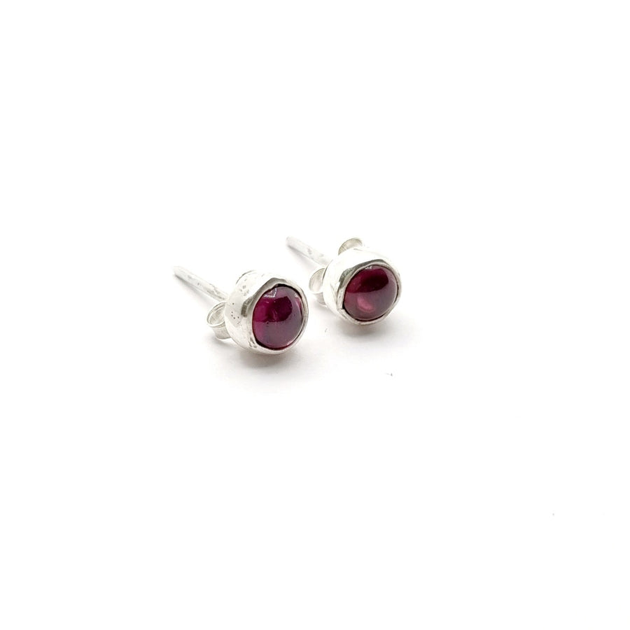 Sterling Silver Stud - Red Garnet