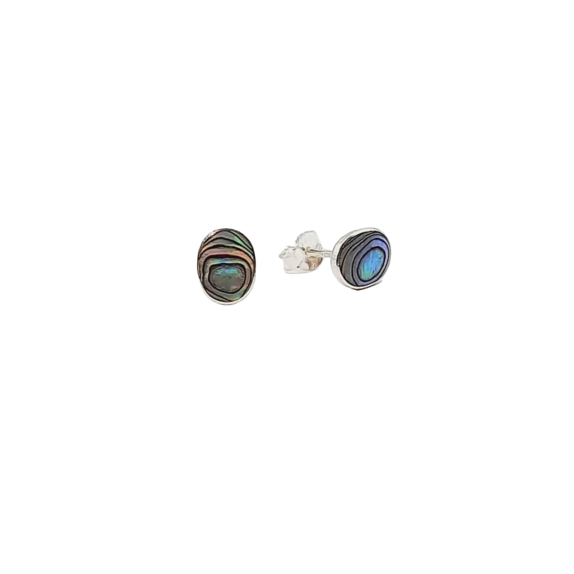 Sterling Silver Stud Earring - Oval Paua