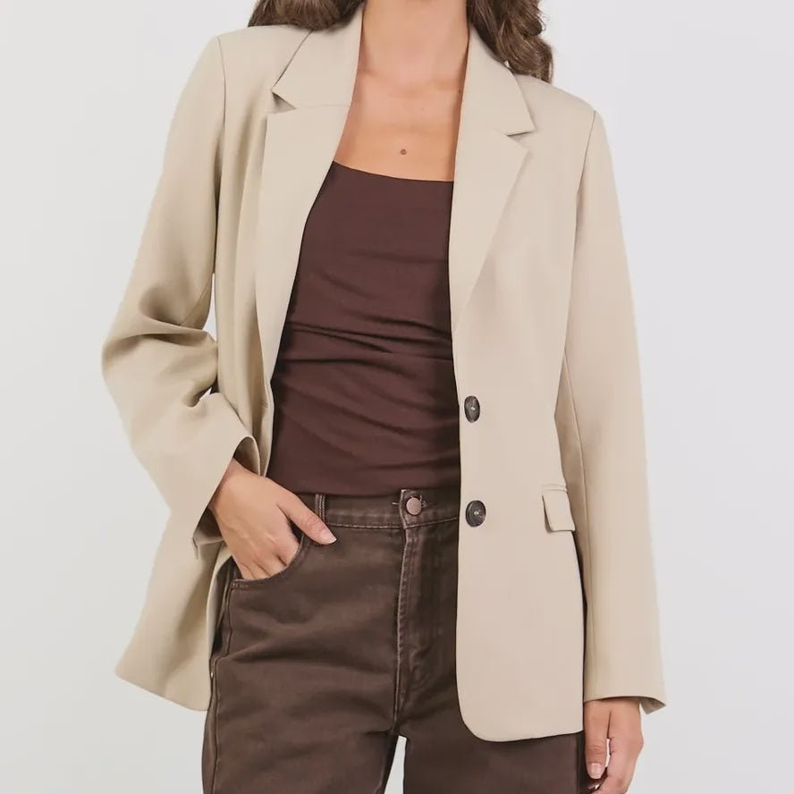 Taupe Two Button Vent Sleeve Blazer