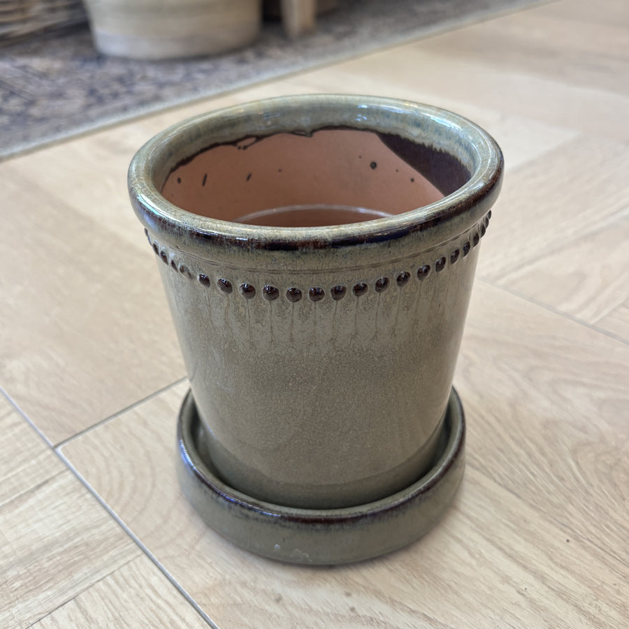 Terracotta Flower Pot + Saucer - Taupe