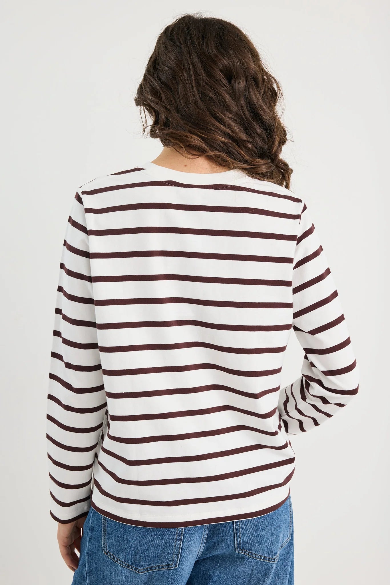 Chocolate White Stripe Boxy Long Sleeve Tee