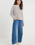 Chocolate White Stripe Boxy Long Sleeve Tee