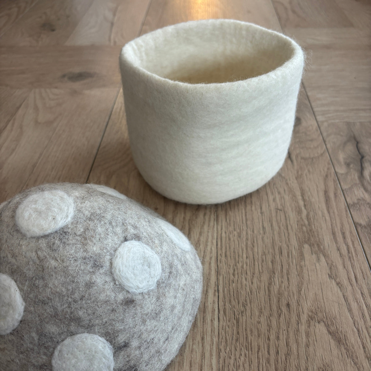 Felt Toadstool Trinket Boxes - Oatmeal