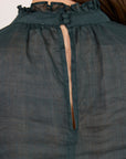 Verse Petrol Sheer High Neck Short Sleeve Top
