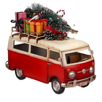 Vintage Xmas Campervan Red 25.5cm