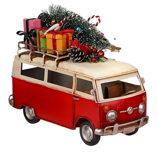 Vintage Xmas Campervan Red 25.5cm