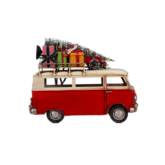 Vintage Xmas Campervan Red 25.5cm