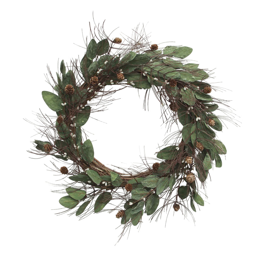 White Berry + Pinecone Wreath - Large