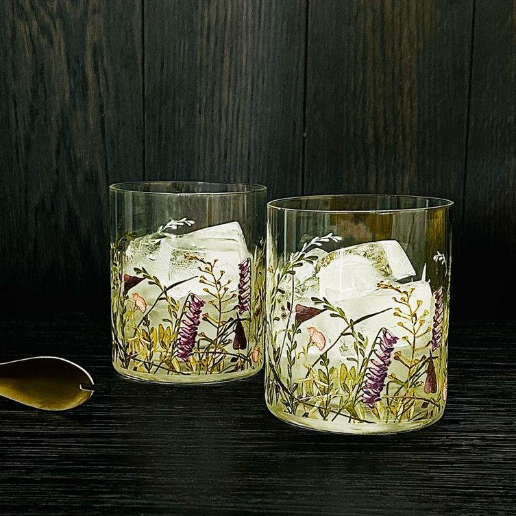 Wildflower Old Fashioned glass by Nel Lusso