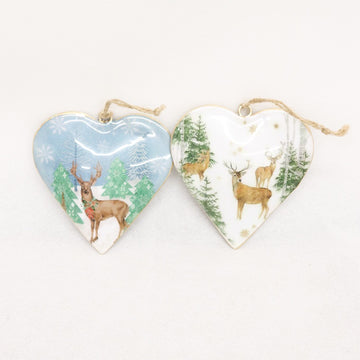 Christmas vintage tin reindeer heart hanging decoration by Le Forge