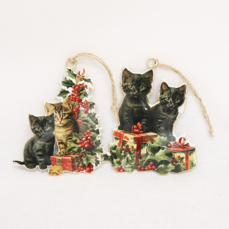 Christmas - Vintage Tin Hanging Cats | Assorted