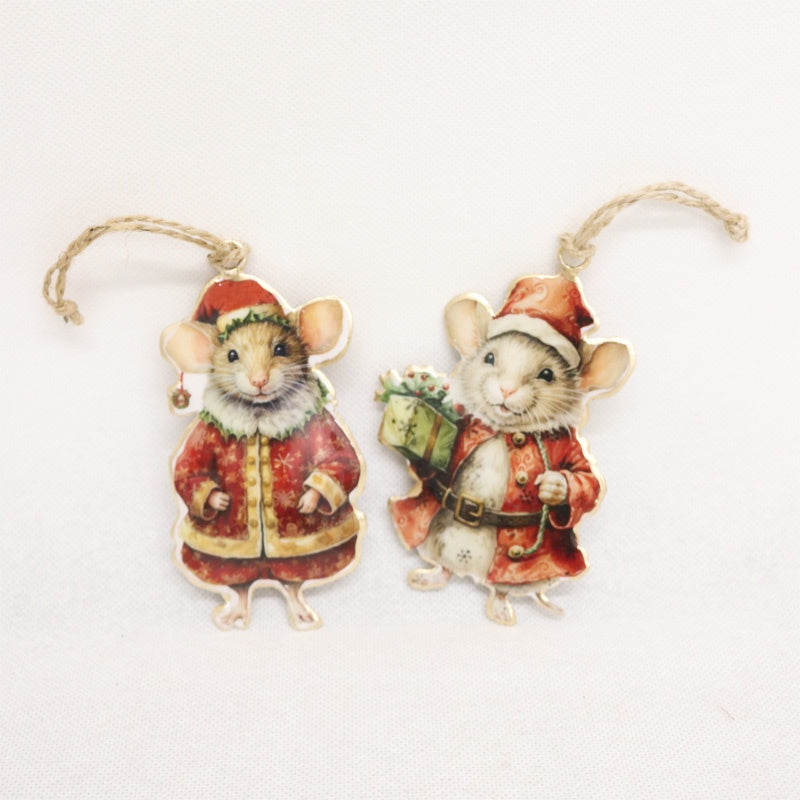 Christmas - Vintage Tin Hanging Mouse | Assorted