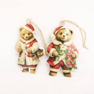 Christmas - Vintage Tin Hanging Bear | Assorted