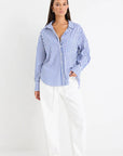 Blue Stripe Cotton Oversized Shirt