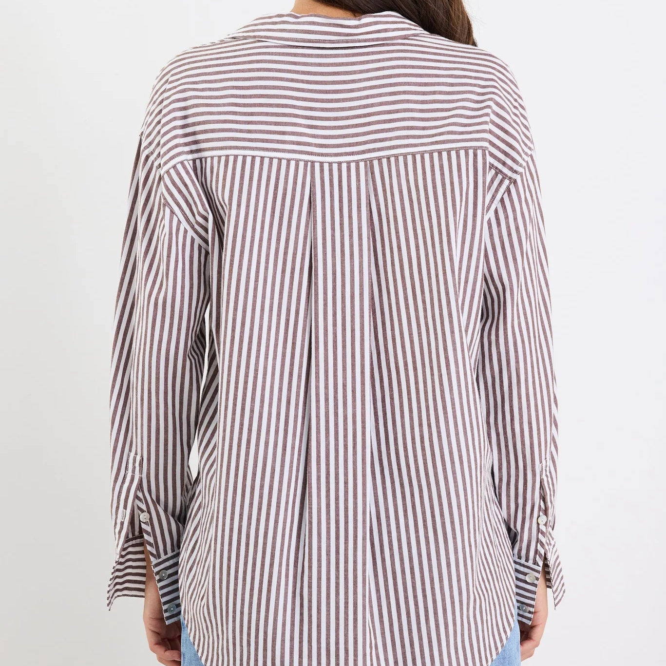 Chocolate Stripe Cotton Oversized Shirt