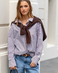 Chocolate Stripe Cotton Oversized Shirt