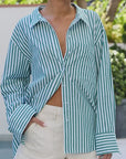 Forest green stripe shirt - Stories be Told