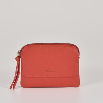 Amara Leather Pouch - Coral