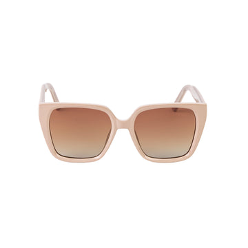 Beige sunglasses with gradient lenses on a white background