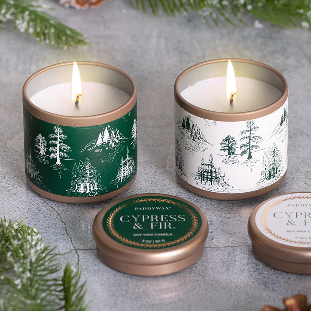Christmas paddy wax cypress candles