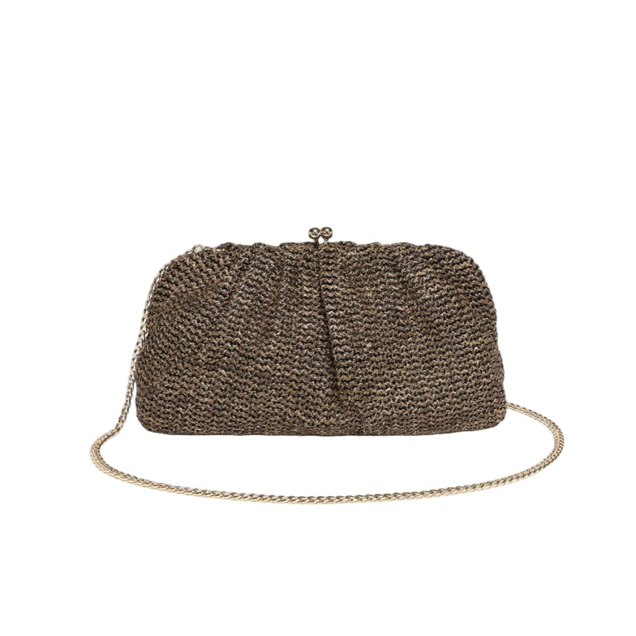 3466RAFCHOC Goldie Clutch - Raffia Chocolate - Raffia Chocolate