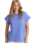 Stella + Gemma Cuff Tee - Embroidered Logo | Cornflower