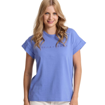 Stella + Gemma Cuff Tee - Embroidered Logo | Cornflower