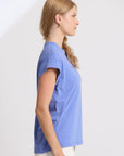 Stella + Gemma Cuff Tee - Embroidered Logo | Cornflower
