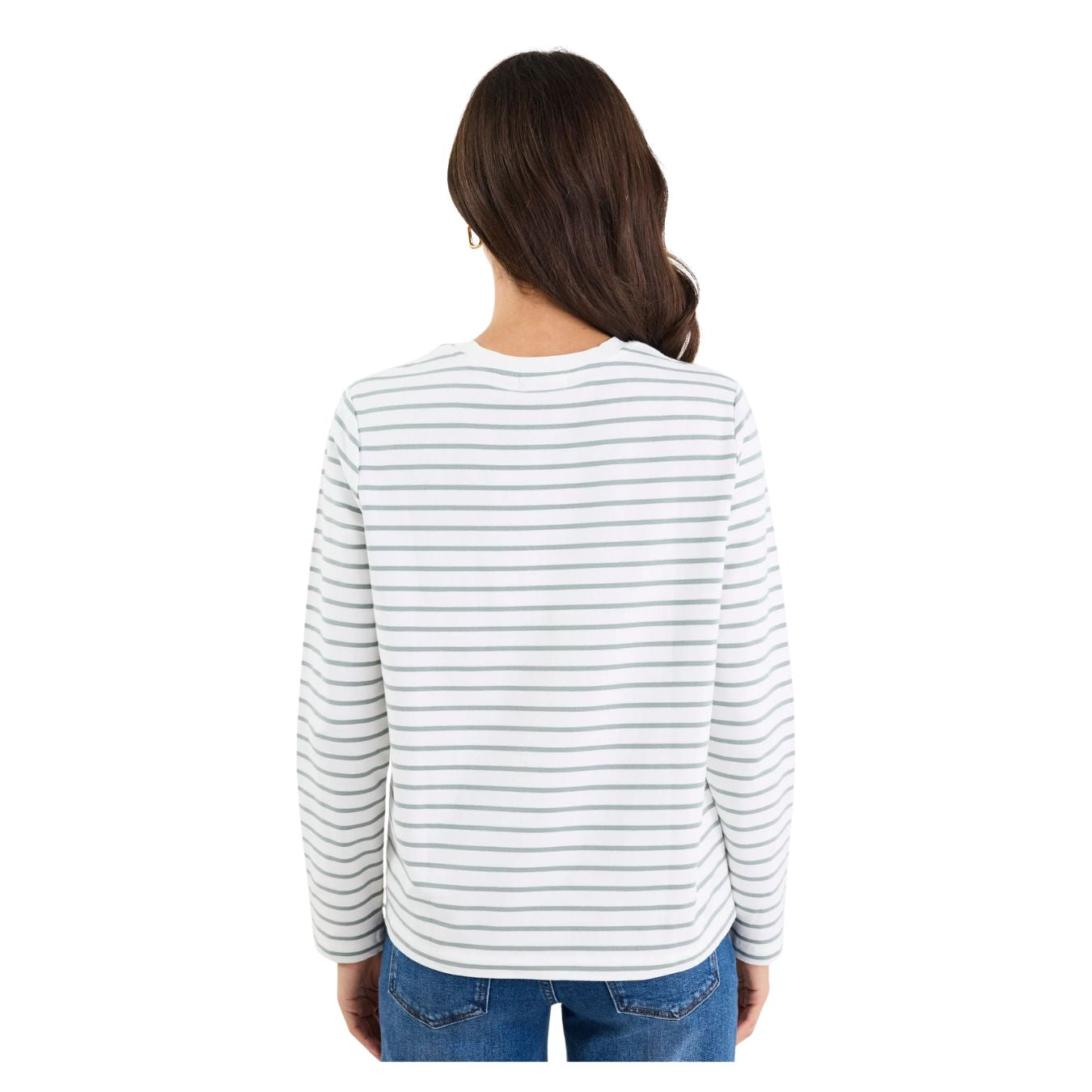 Tether Stripe Long Sleeve Boxy Tee - Khaki White