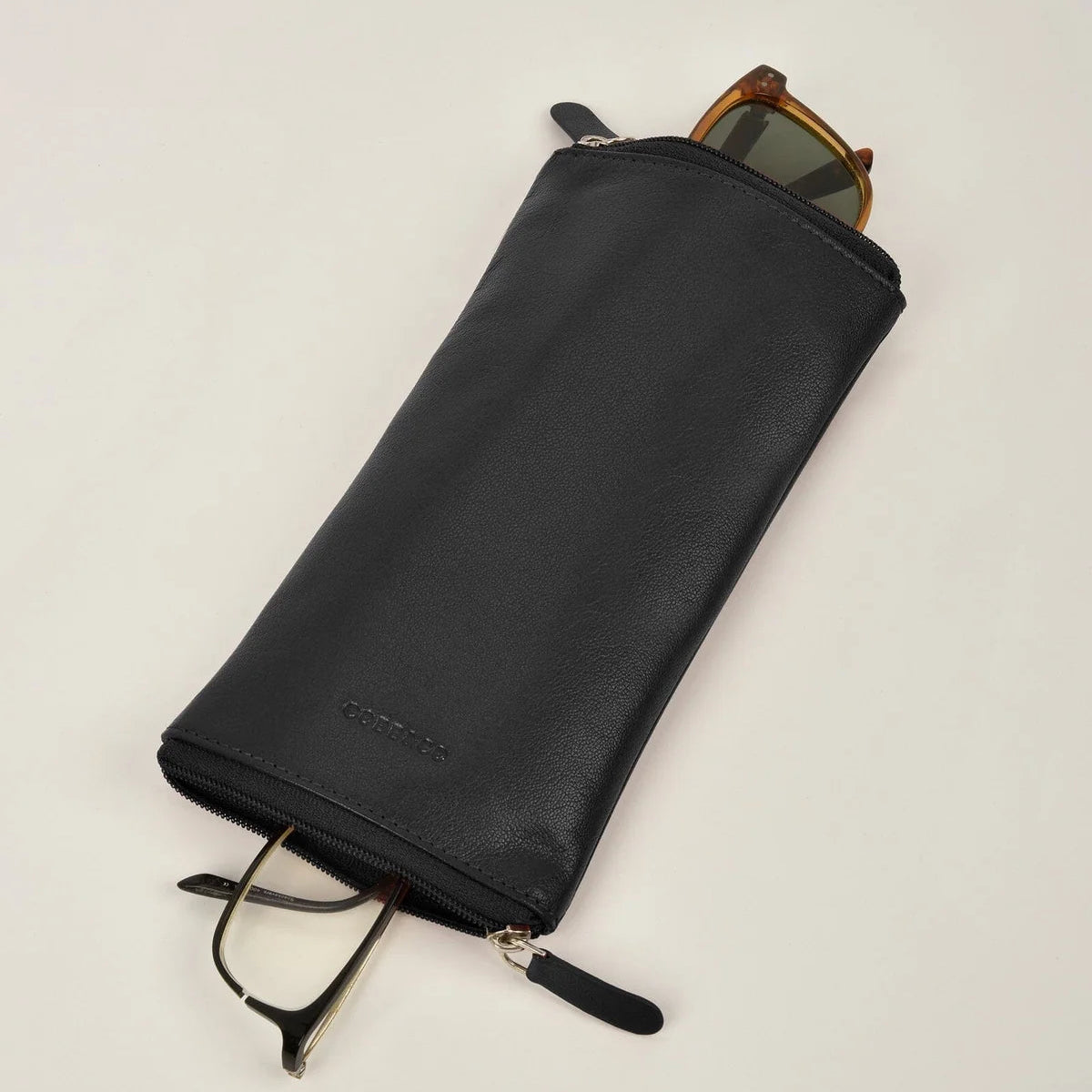 Leather Dual Glasses Holder - Dublin | Black