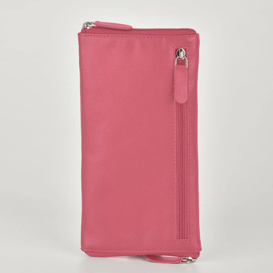 Leather Dual Glasses Holder - Dublin | Fuchsia