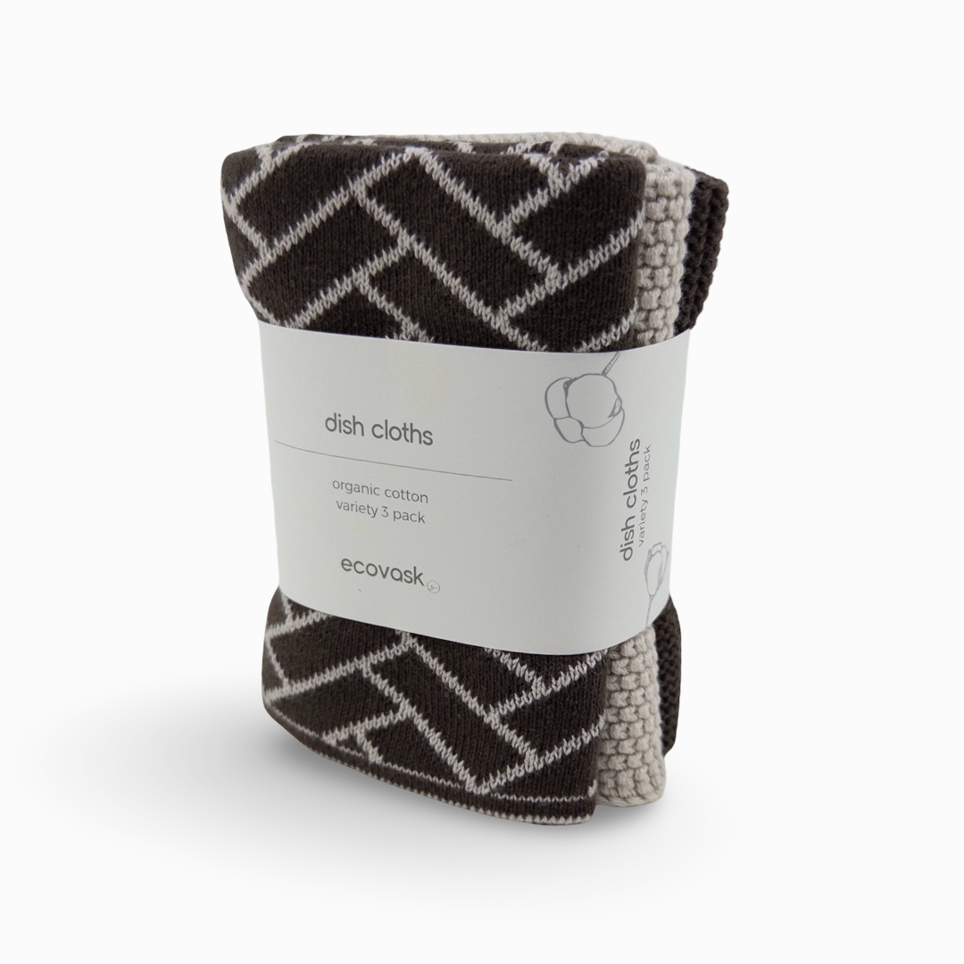 Dishcloth Variety 3pk - Herringbone |  Chocolate
