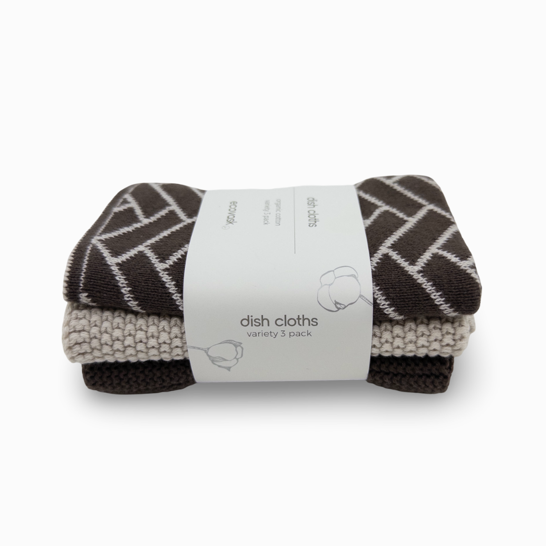 Dishcloth Variety 3pk - Herringbone |  Chocolate